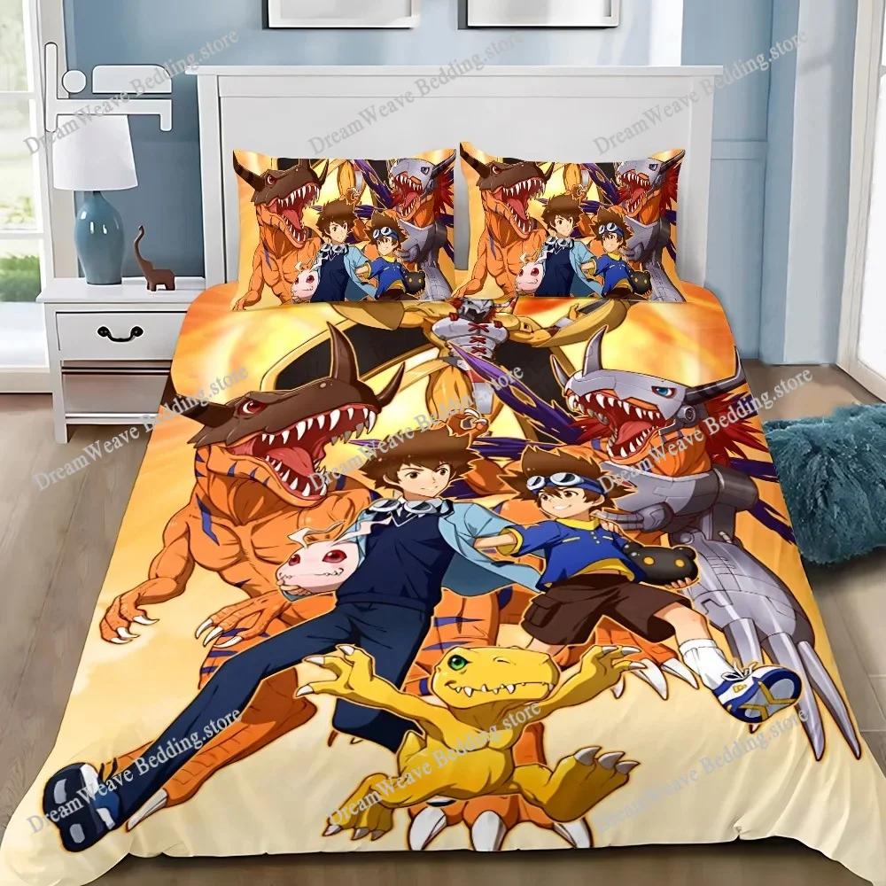 Neues Digimon Bettwäscheset Einzelbett Twin Full Queen King Size Bettwäscheset Erwachsener Kind Schlafzimmer Bettbezug-Sets 3D-Druck Anime Bettlaken-Set