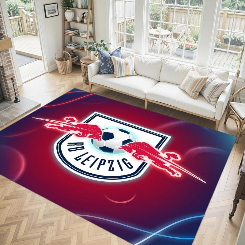 RB Leipzig Football Design Crystal Velvet Carpet Cozy Non?Slip Printed Rug For Bedroom Living Room Entrance