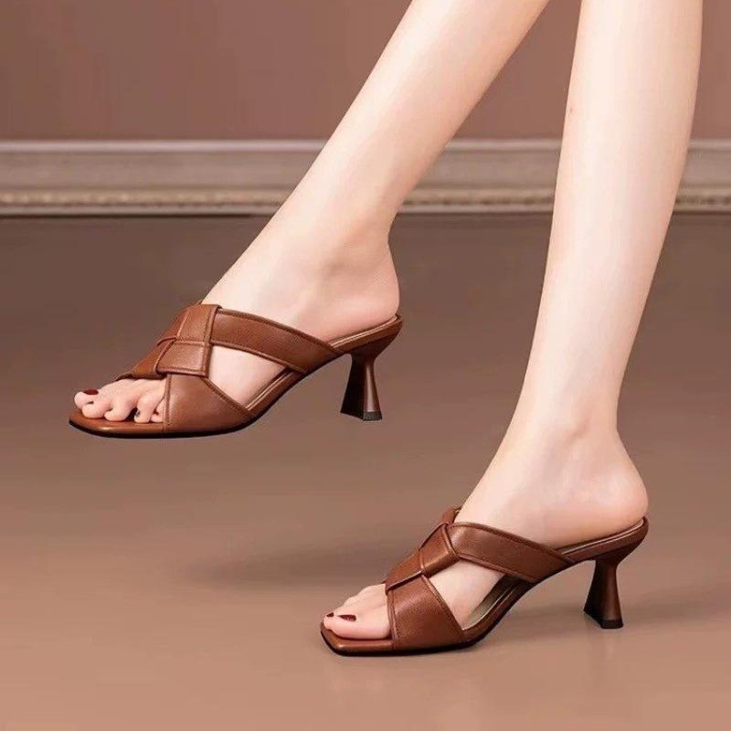 

Fashion Ladies Shoes 2025 High Quality Open Toe Women s Slippers Fashion Outdoor Dress Summer New Best Seller Elegant Light High Heels 40