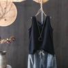 Spring/Summer Women's Knitted Tank Top Solid Color Artistic Retro Loose Cotton and Hemp Bottom Shirt Strap Top