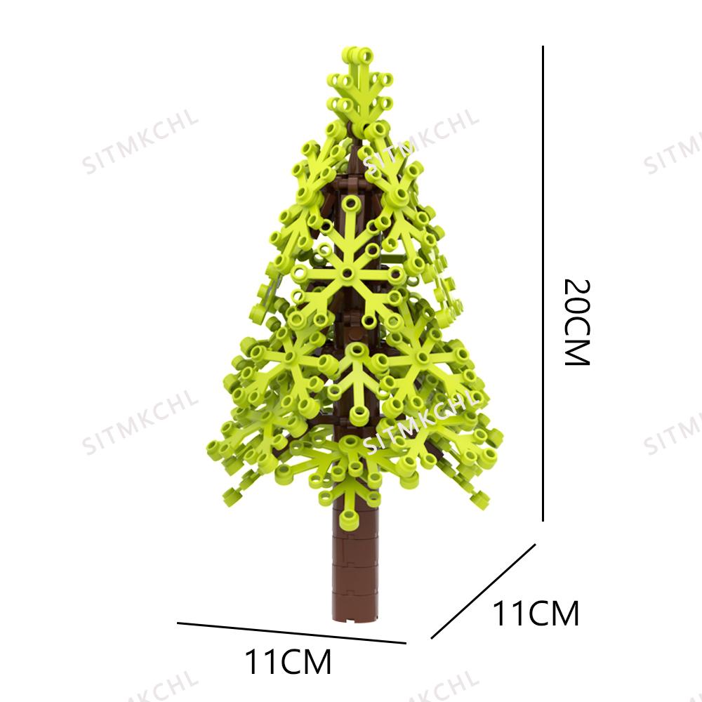 DIY Pine Tree Model Kit - Snowy Christmas Tree Street Forest Compatible with Building Blocks & Assemble Particles
