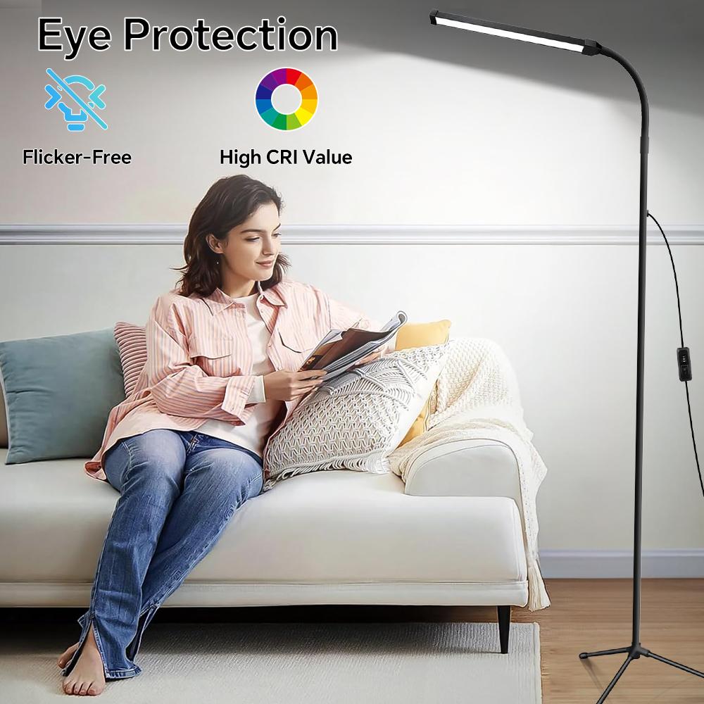 LED Floor Lamp, Adjustable Color Temperature & Brightness Standing Work Light for Eyelash Extensions Reading Office Living Room