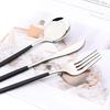 Black Silver 24pcs Stainless Steel Cutlery Set Fork Teaspoon Knife Silverware Mirror Dinnerware Flatware Kitchen Tableware Set