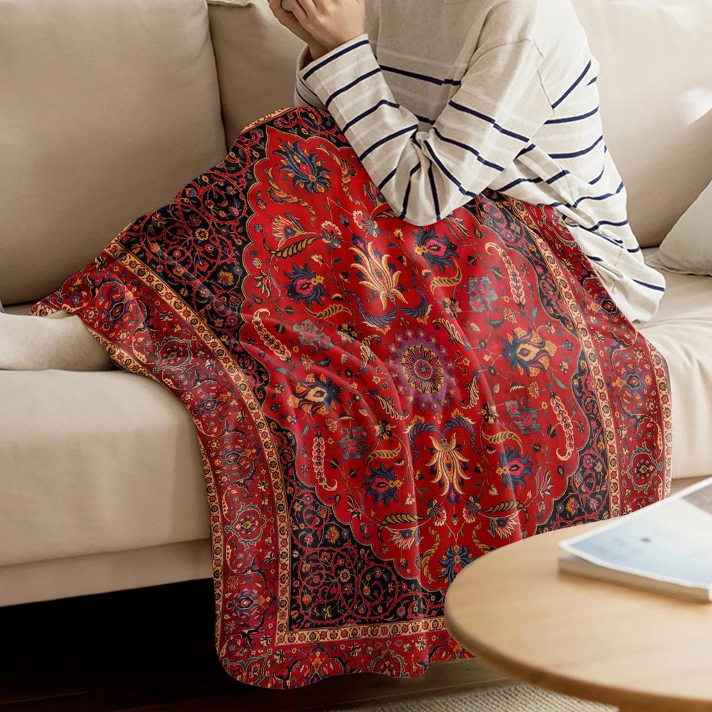 Antique Persian Rug Flannel Blanket Warm Soft Sofa Blanket Winter Sheet Bedspread Camping Travel Blanket