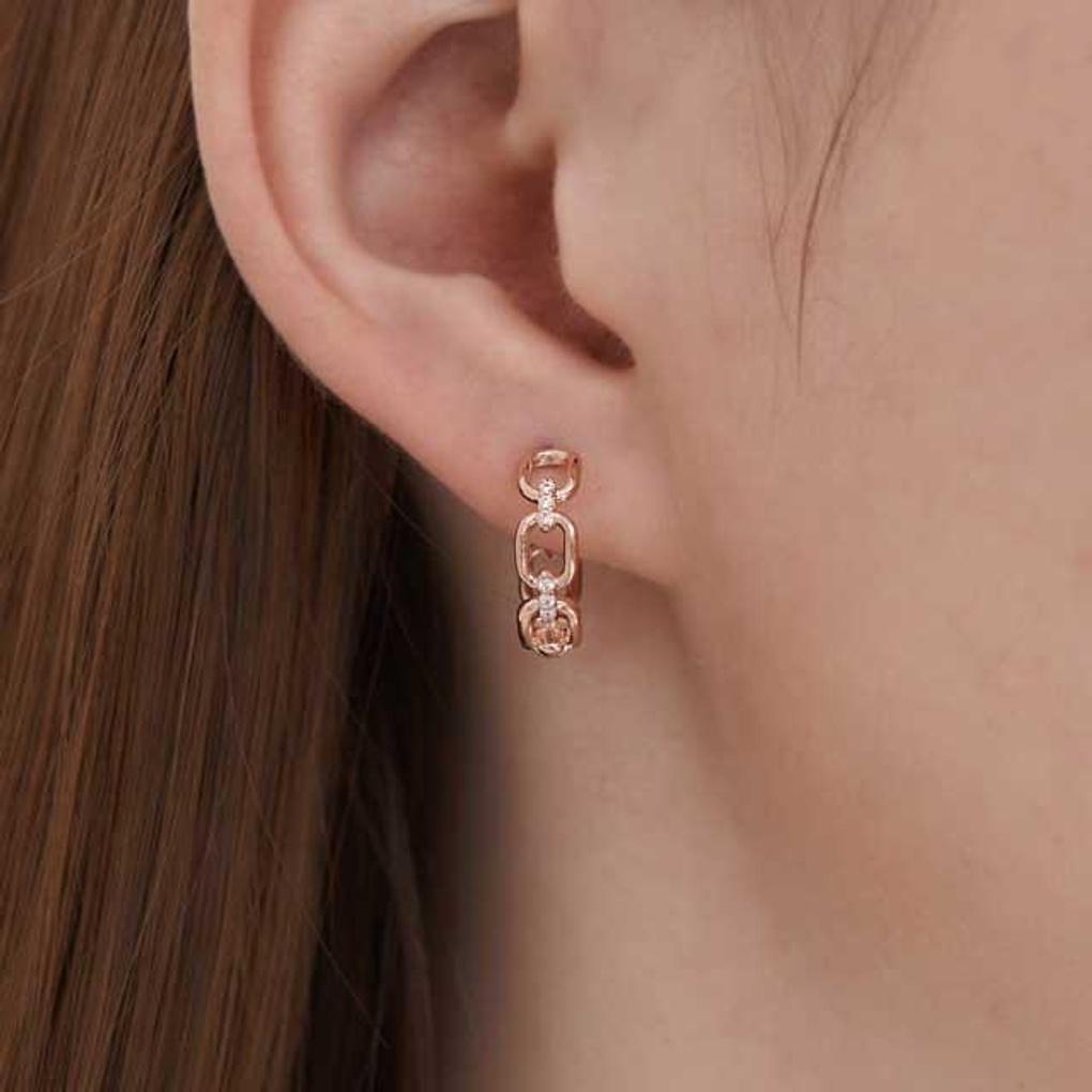 14K Square Line One-Touch Earrings C24EGP206