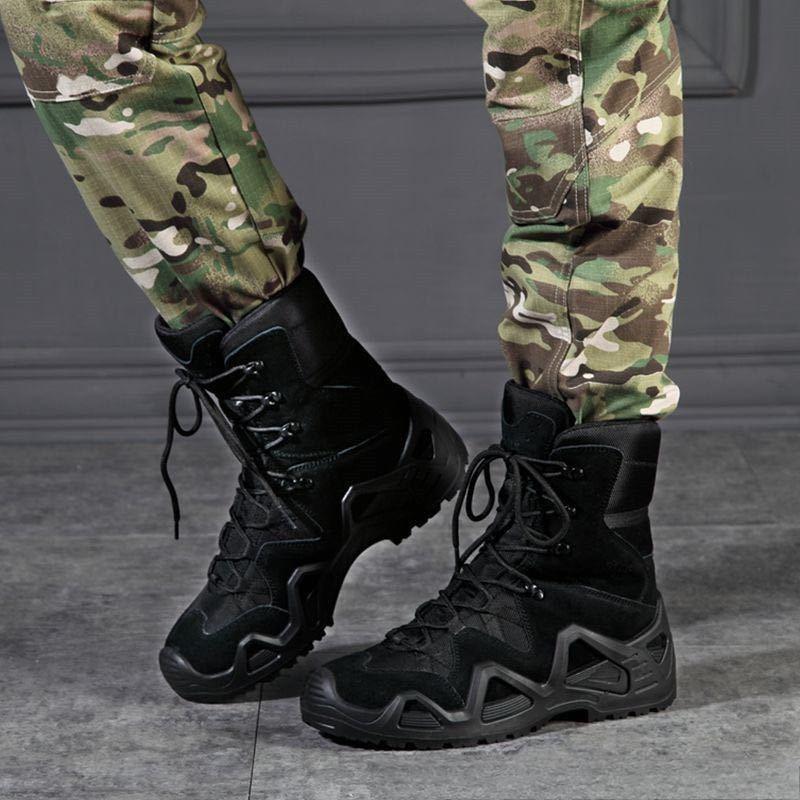 Fashion Shoes for Men Outdoor Combat Boots Thick-soled Hiking Non-slip Wear-resistant High-top Climbing Men's Shoes Zapatillas De Hombre