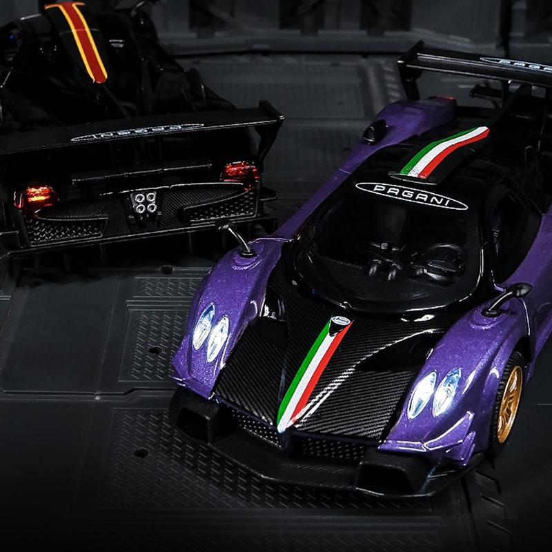 1:32 Scale Diecast Car Pagani Zonda Revolution Super Sport Car Metal Model, With Light Sound Pull Back Vehicle Toys Collection
