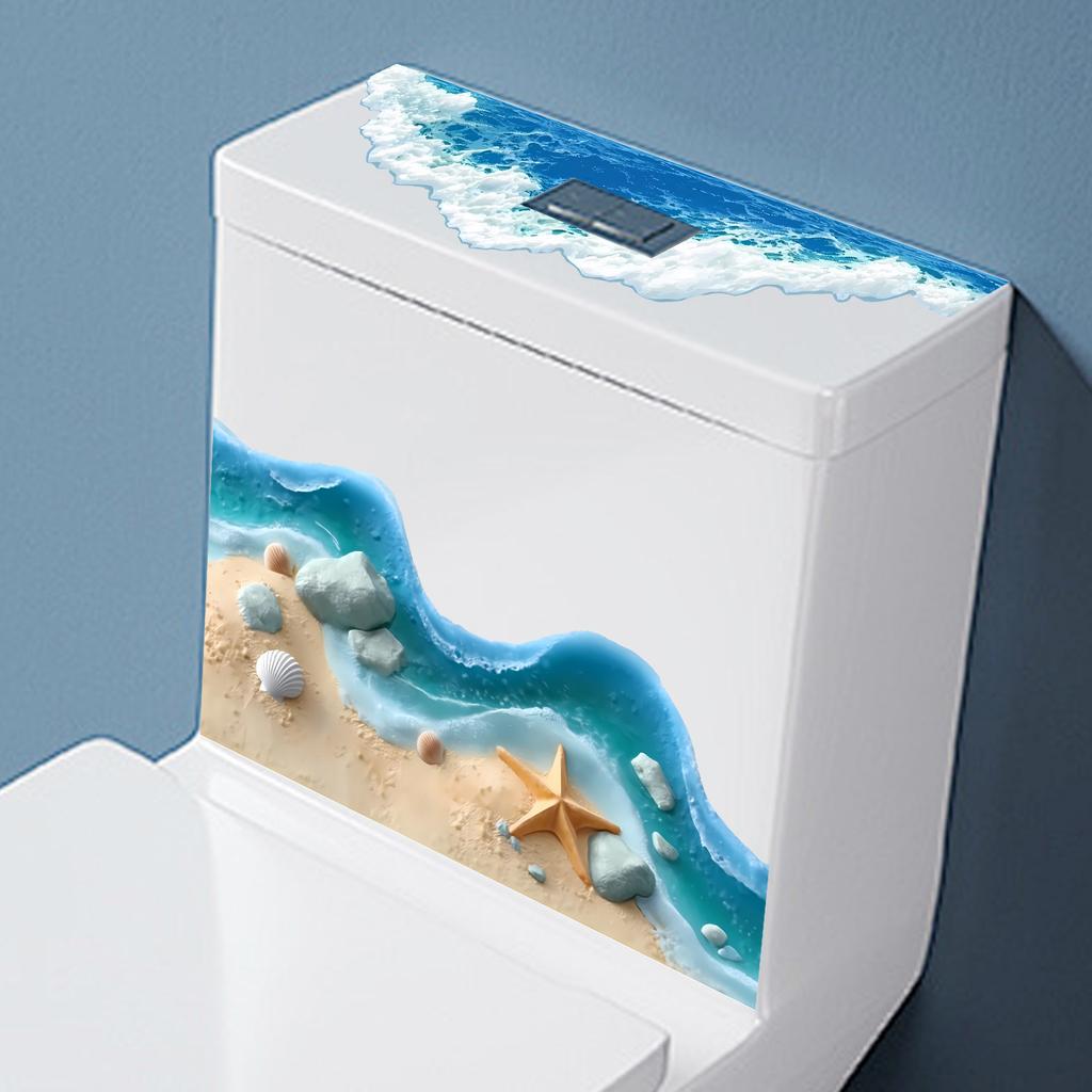 Creative Ocean Beach Shell Bathroom Toilet Seat Cover Decorative Self-Adhesive Wall Sticker