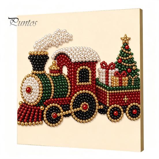 DIY Faux Pearl Art Crafts Christmas Kit, Santa Snowy Cottage Painting Kits for Adults 3D Bead Craft Set Adults, Home Winter Holiday Wall Decor Indoor