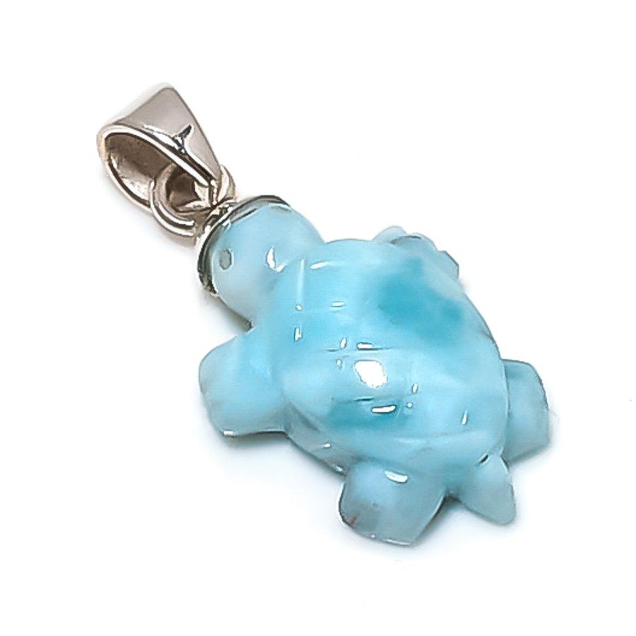

Natural Larimar Gemstone Handmade 925 Sterling Silver Jewelry Pendant 1.34 h2h47