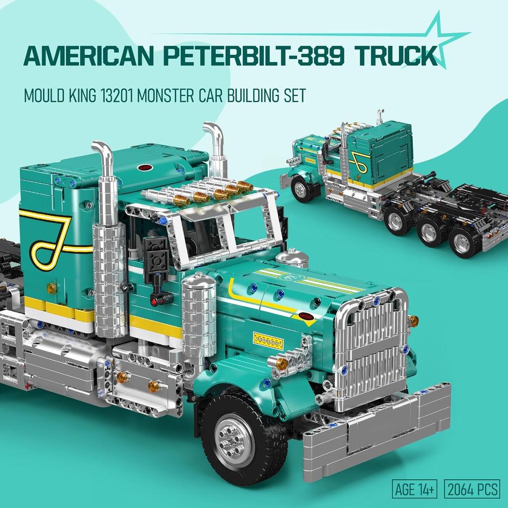 MOULD KING 13201 Truck Building Blocks Kit, APP&RC Controlled Mobile Trailer Model Kit, Adult and Youth Collection Gift (2064+Psc)