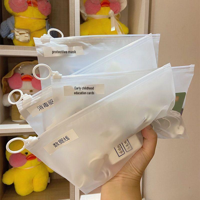 Frosted Waterproof Travel Drawstring Bag with Clear Zipper for Multifunctional Storage