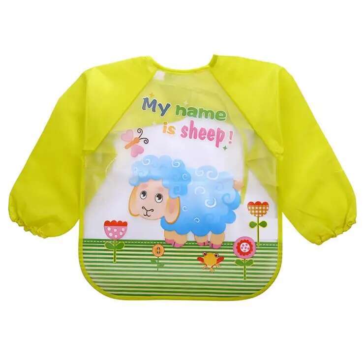 Baby Waterproof Bibs Apron Boys Girls Burp Cloth Toddler Child Newborn Feeding Painting Infant Long Sleeve Draw Animal Cartoon