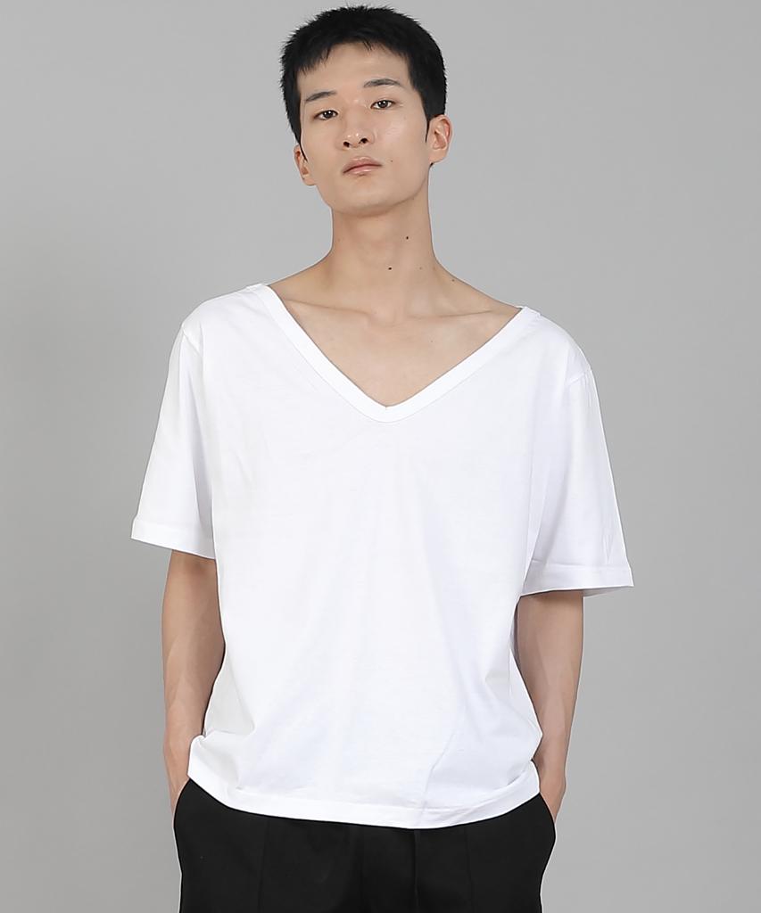 Seinteukeulu Plain Big V-Neck Short Sleeve T-Shirt Bigv-883 White