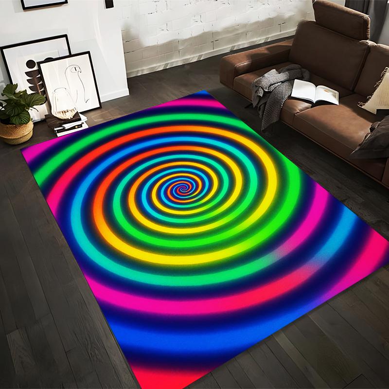 

Colorful Spiral Pattern Carpet, Rainbow Hypnotic Design for Home Decor Suitable for use as an anti-slip for living room bedroom sofas 40x60cm( 15x23in )