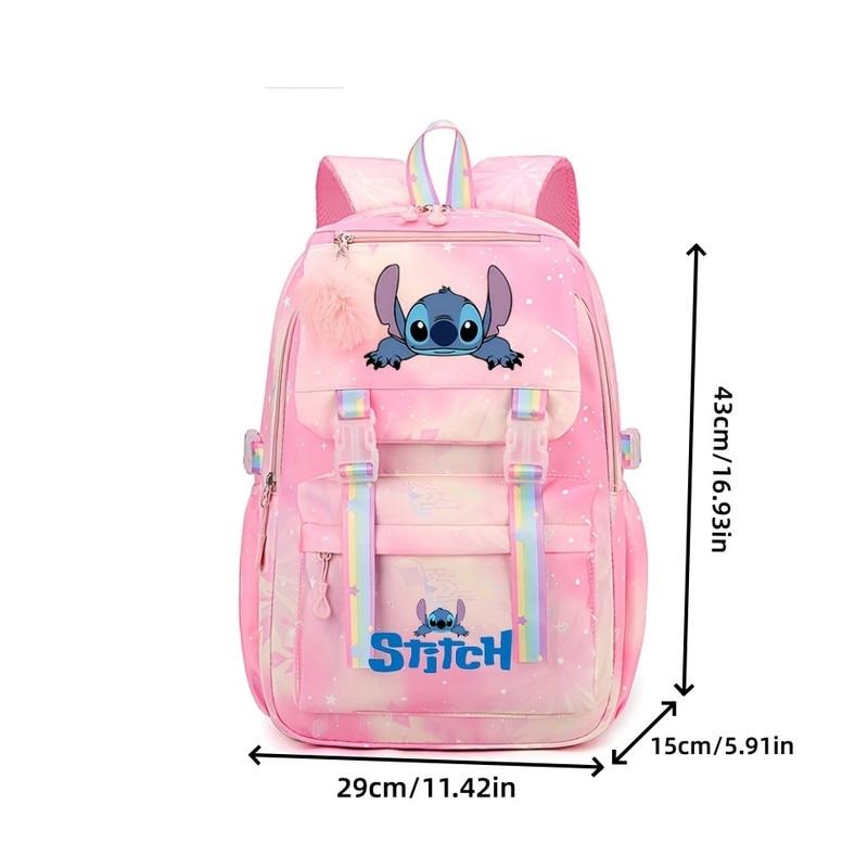 Zaino con Stampa Stitch PQKL-party 43x29x15cm Design Adorabile Grande Capacità Rosa