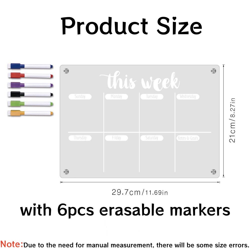 Fridge Magnet Calendar Board Weekly Planner Reusable Dry Erase Magnetic Whiteboard Acrylic Fridge Sticker Message Menu Gadgets