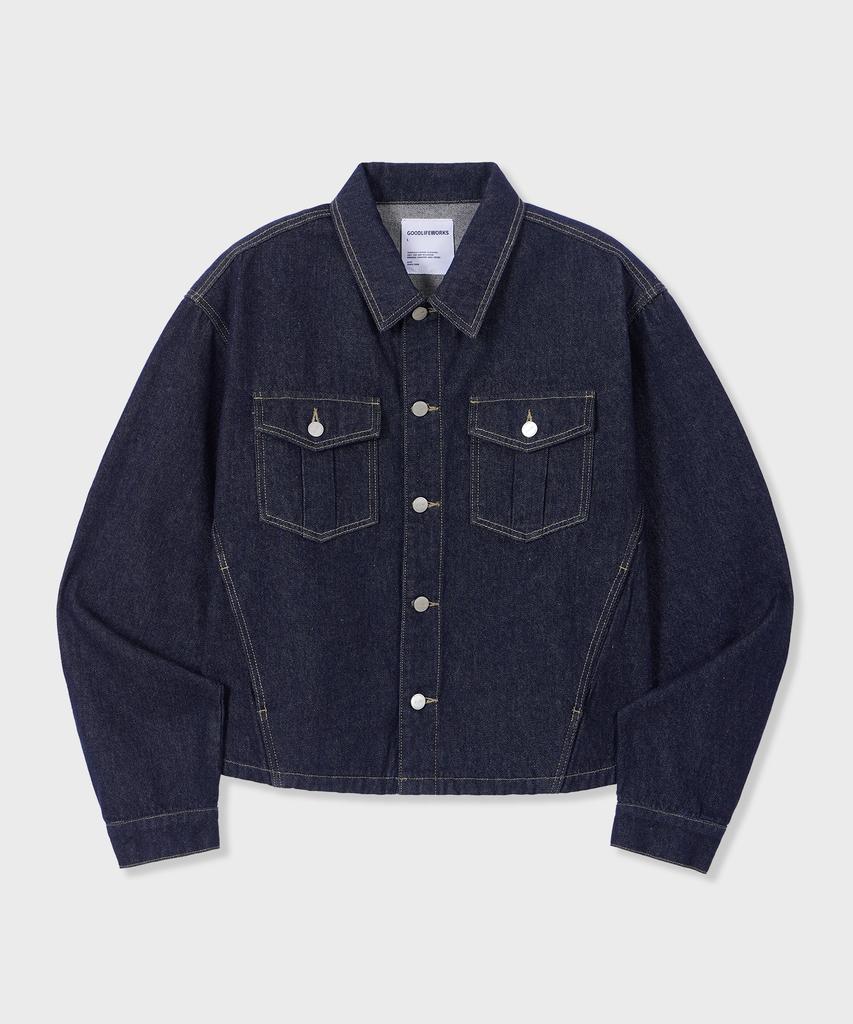 Glw Non-Faded Crop Denim Jacket Indigo Blue
