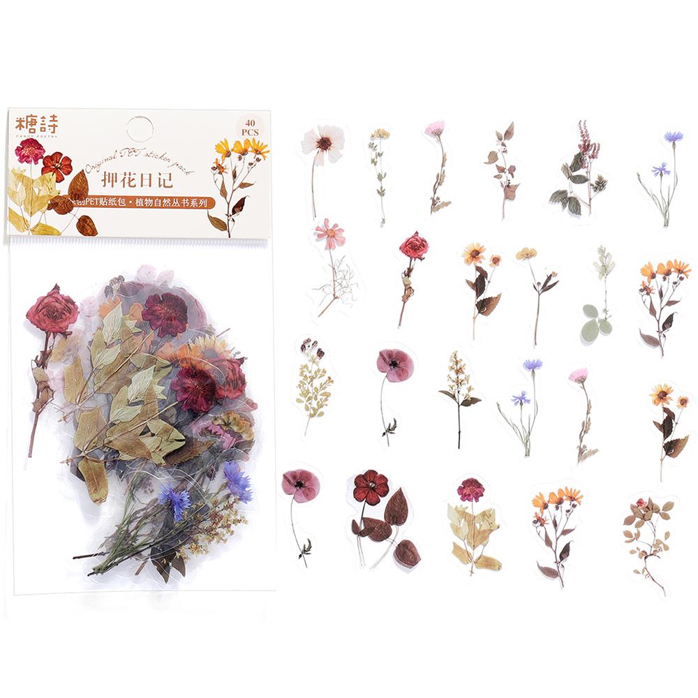 

40Pcs/Bag Plant Nature Flower Decorative PVC Sticker Epoxy Resin Crafts Fillers Material for DIY Epoxy Resin Molds Book Decor
