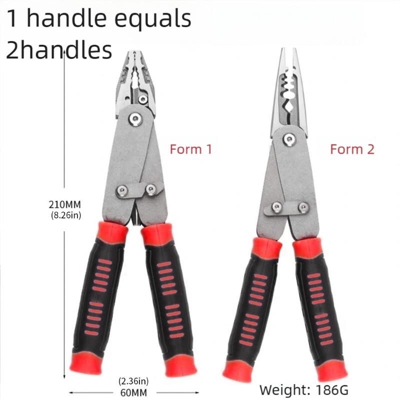 Adjustable Function Pliers For Wire Stripping Cutting Crimping Screwing With Steel Construction And Ergonomic Grip