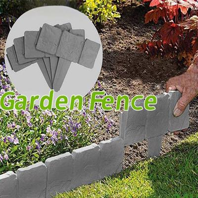 Garden PP Fence Edging,8Pcs Home Garden Border Edging Plastic Fence Stone DIY Yard Landscape Plant Fence Fit for Lawn Yard Flow