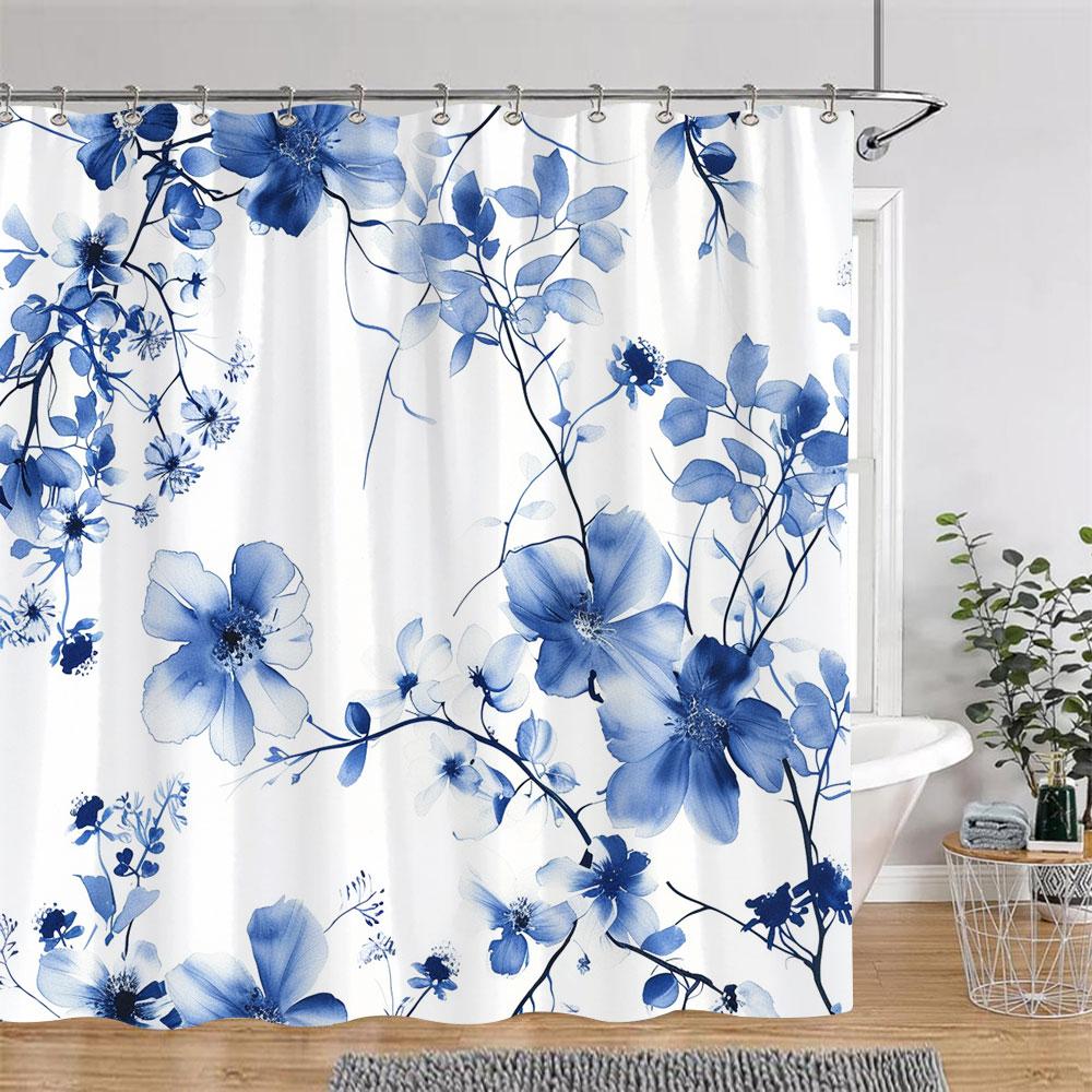 Beautiful Botanical Floral Shower Curtain Watercolour Painting Art Creative Vintage Style Polyester Bath Curtains Bathroom Decor