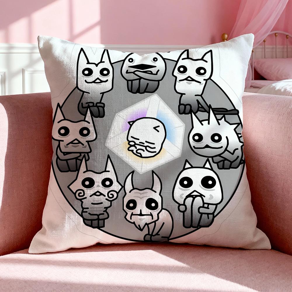 Game TThe Battle Cats Cushion Cover Breathable Linen Pillowcase Summer Odorless EcoFriendly Invisible Zipper Washable