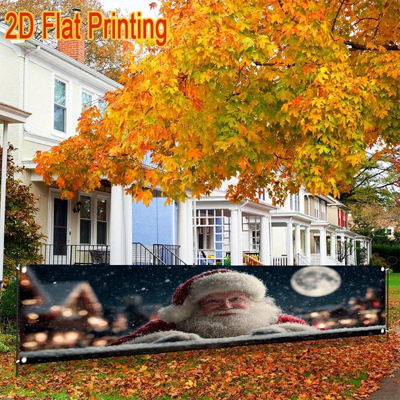 Noel Yard Banner, Santa Claus Lying on the Fence, winter lawn wall outdoor decor
