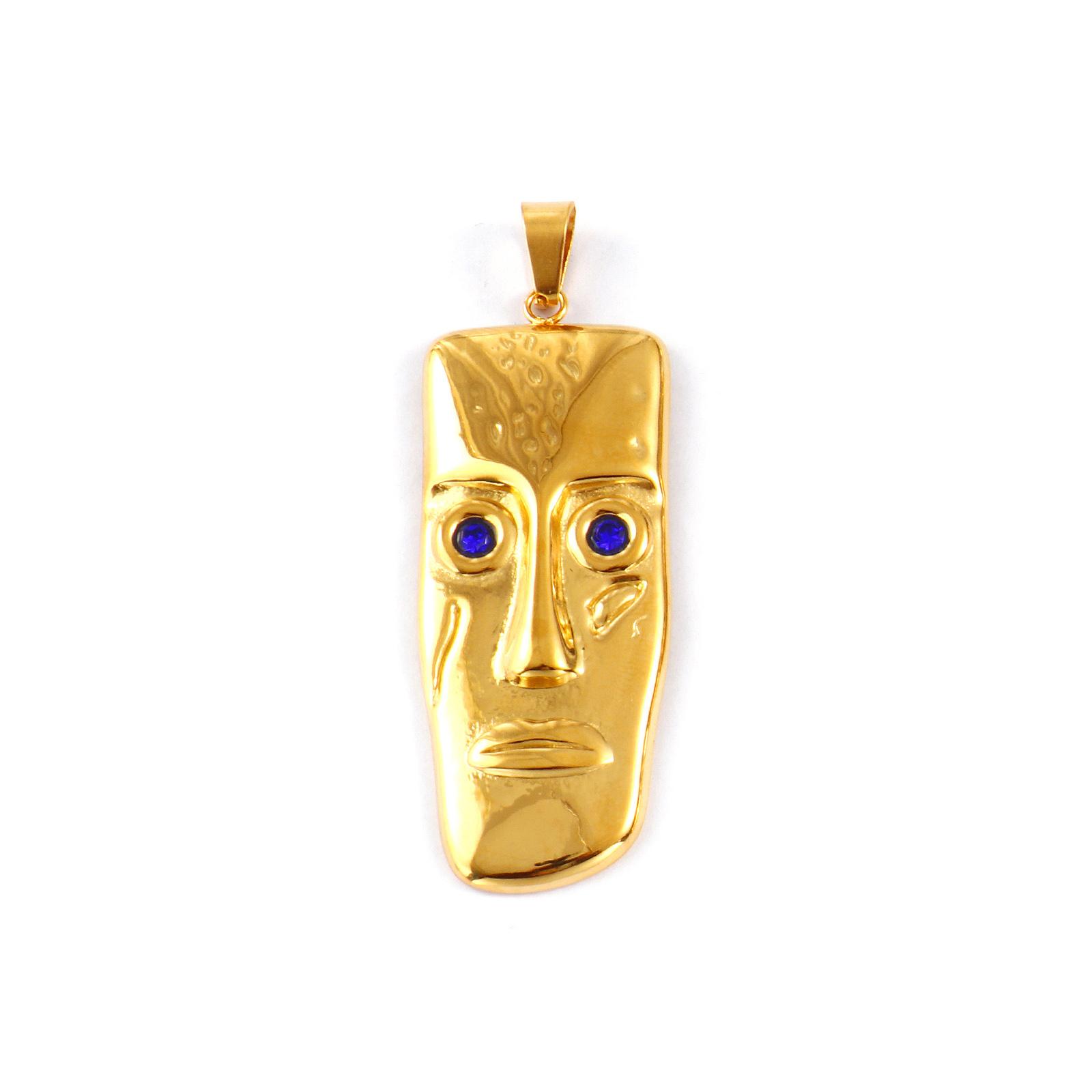 

1 Piece Waterproof 304 Stainless Steel Pendants 18K Gold Plated Blue Rhinestone Eyes Human Figure Shape Charms For DIY Necklace