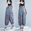 Mouhoukyo Denim Denim Loose Casual Cute Floral Sizes Women's Overalls, Wide-Leg Pants, All-in-One Pants, Fit, Jeans, Print, Spring, Summer, Autumn,