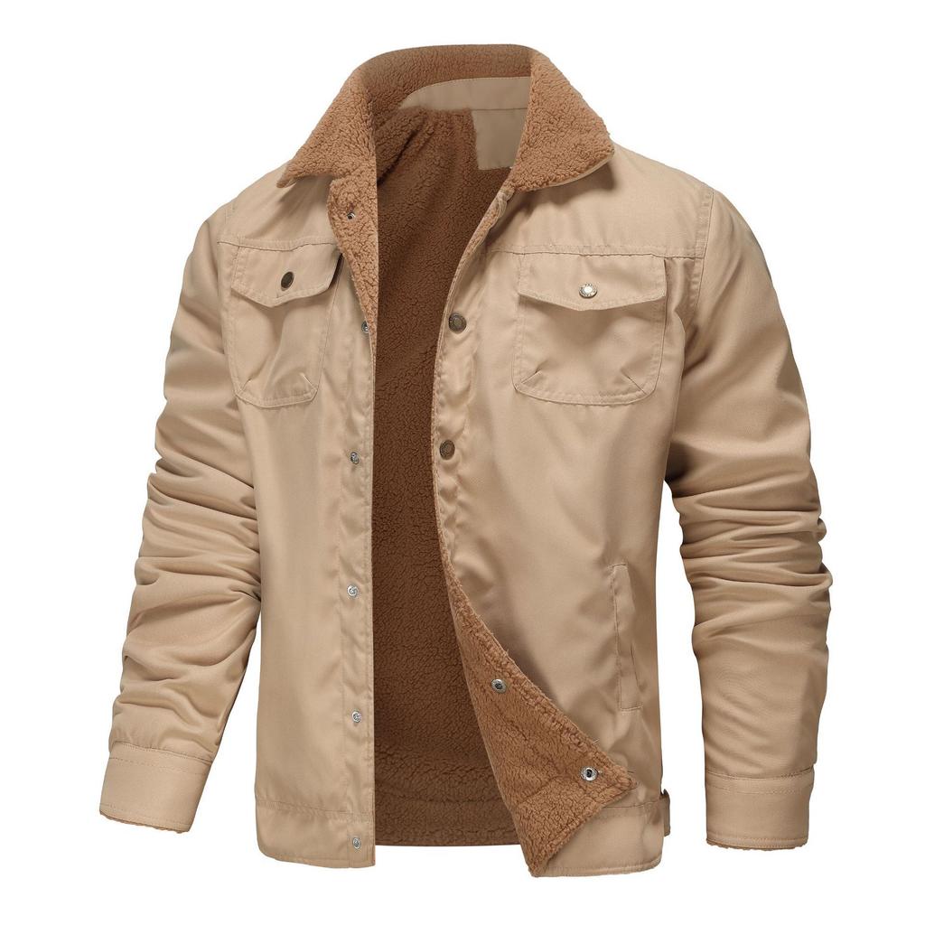 Men's Fleece Lined Workwear Jacket Cotton Casual Warm Autumn Winter Outerwear