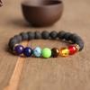 Volcanic stone colorful bracelet 8mm volcanic stone chalcedony beaded elastic rope bracelet natural volcanic stone colorful bracelet
