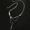 Design purple diamond love fringed pearl necklace female ins sweet cool babes hip hop collarbone chain trendy jewelry female