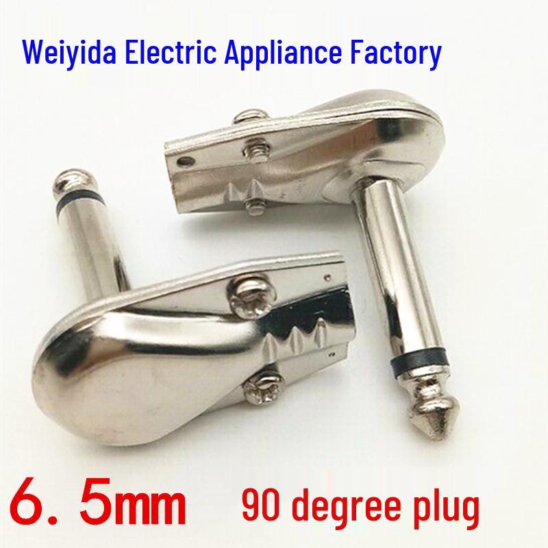 

6.35mm Right Angle Mono Guitar Plug, 90-Degree Elbow, Two-Core Audio Connector