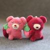 Adorable Pink Strawberry Bear Plush Keychain Soft Short Plush Stuffed Toy