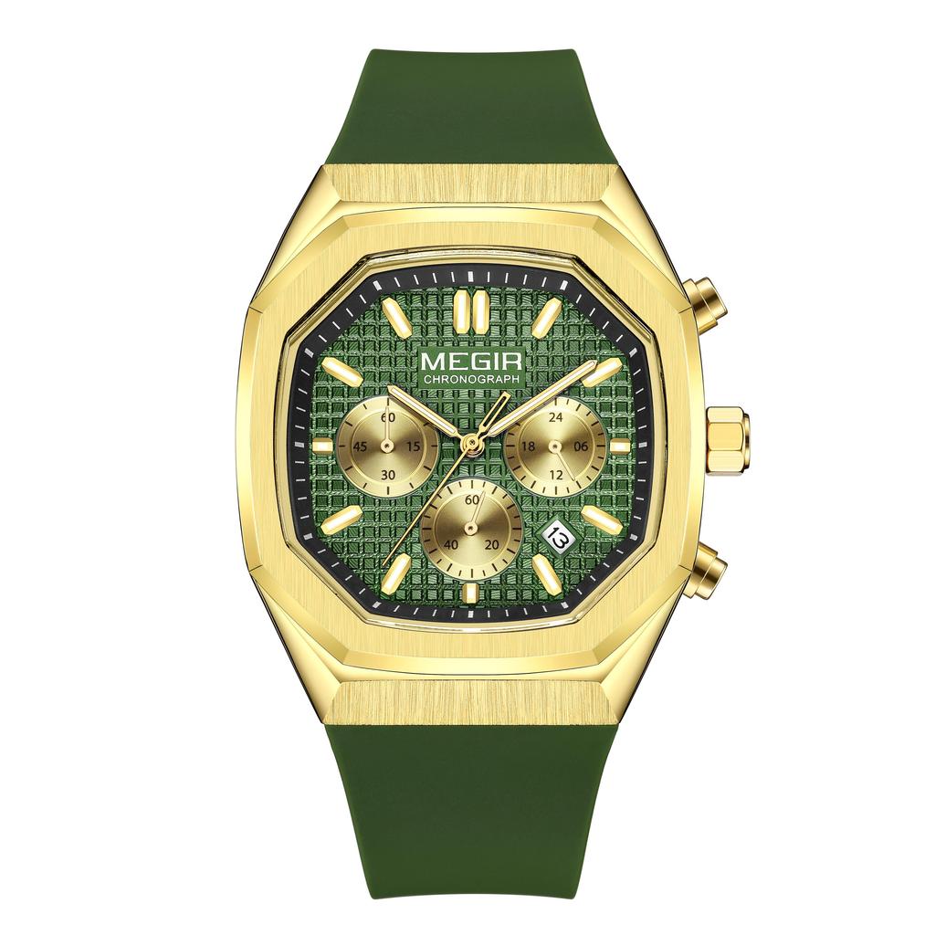 MEGIR Chronograph Fashion Sport Casual Watches for Men Silicone Waterproof Quartz Wristwatch Date Clock Reloj Hombre 2215
