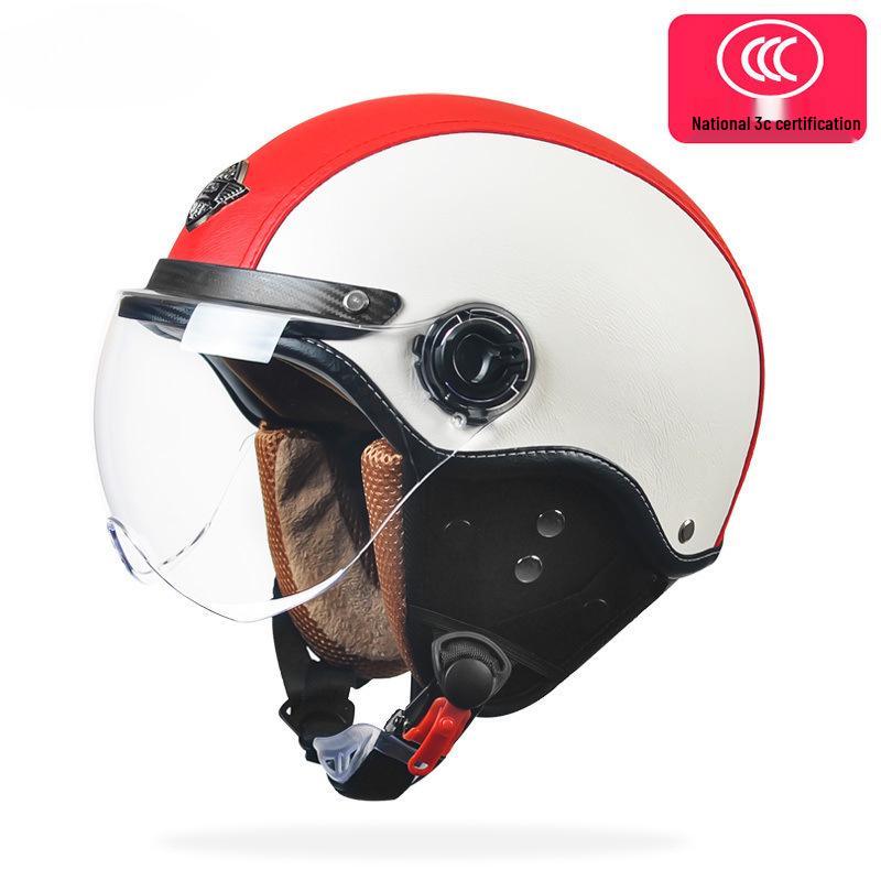 Men's & Women's Retro Electric Motorcycle Helmet - Universal Four-Season Half Helmet