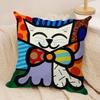 BBritto Art Design Abstract Cushion Cover Silky Short Plush Invisible Zipper Dustproof Sofa Pillow Case For Home Decor