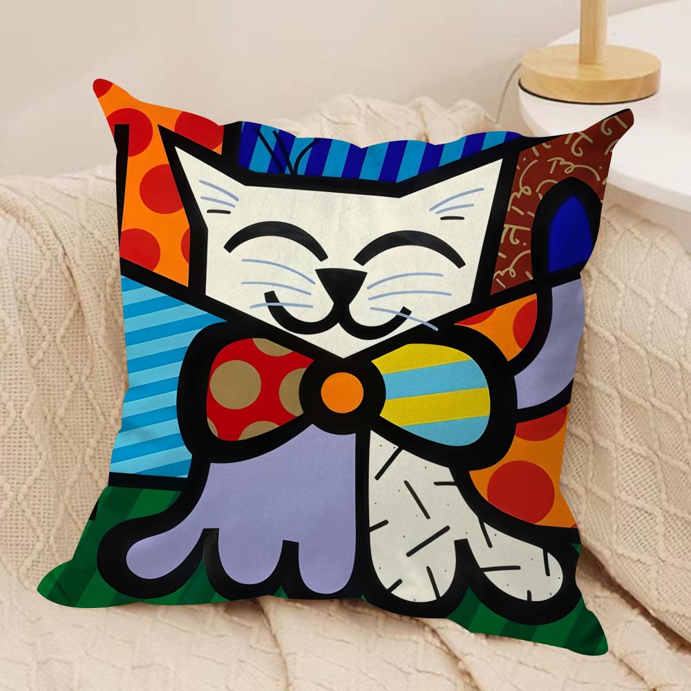 BBritto Art Design Abstract Cushion Cover Silky Short Plush Invisible Zipper Dustproof Sofa Pillow Case For Home Decor