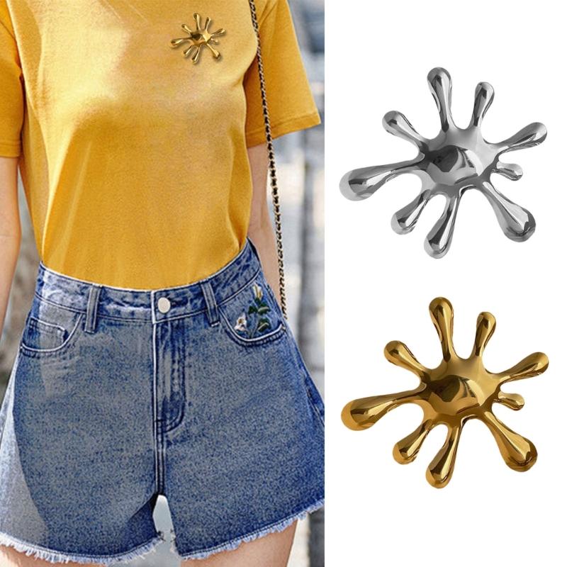 Vintage Hollow Irregular Ripple Brooch Collectible Brooch Stainless Steel Texture Suitable for Fashionable Women Present