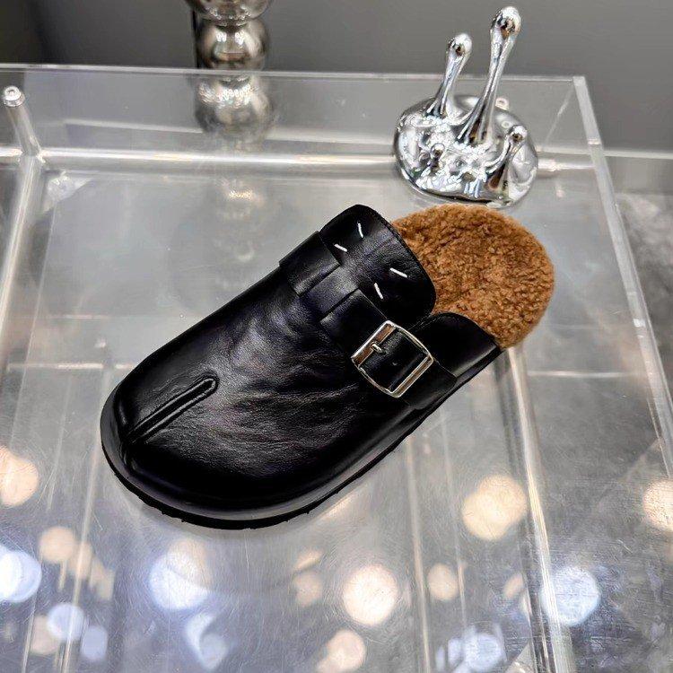 

Туфли из овечьей шерсти ретро повседневные сумка голова швабра осень 2025 новые ленивые полушлепанцы на платформе мюли 35 чёрный