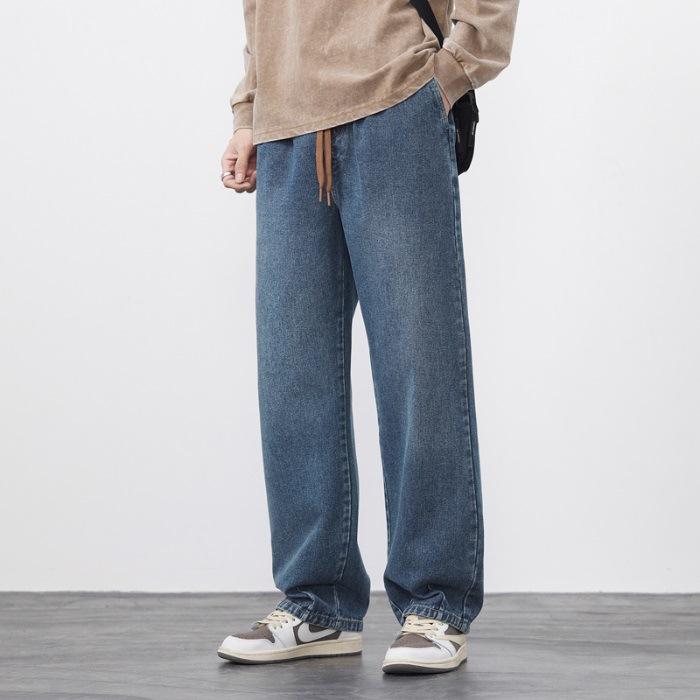 

Новый весенний стиль, уличные прямые широкие джинсы, американские повседневные длинные брюки для мальчиков 4XL