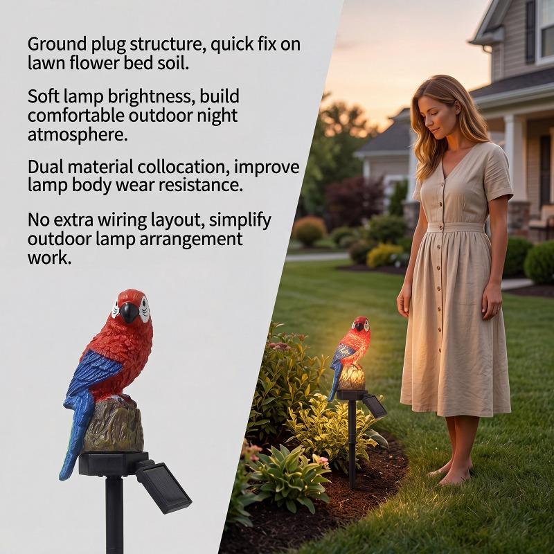 Solar Powered Parrot Garden Light: Waterproof Resin Ornament For Nighttime Holiday Decorations Home Decor Supplies