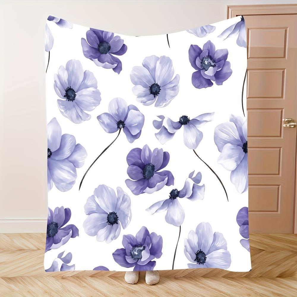 

Purple Flower Pattern Throw Blanket Floral Design for Living Room Decor Gift for Her RomanticHomeStyle 70x100cm28x39in