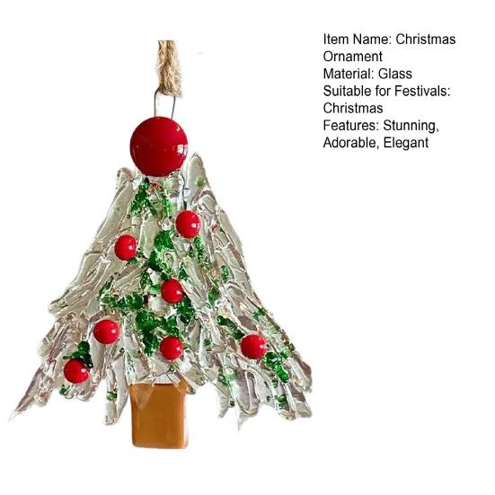 Glass Christmas Ornament Red Green Silver Wreath/Tree Hanging Decoration for Holiday Home Party Decor