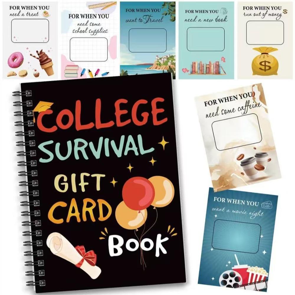 24 Pages College Gift Card Book Graduation Gift Spiral-bound College Survival Gift Card Book College Survival Booklet Organizer
