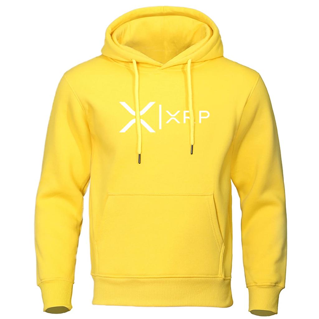 2025 Cryptocurrency Ripple XRP Men Spring Autumn Printing Solid Color Pullover Hoodie Fashion Long Sleeve Comfortable Casual Top