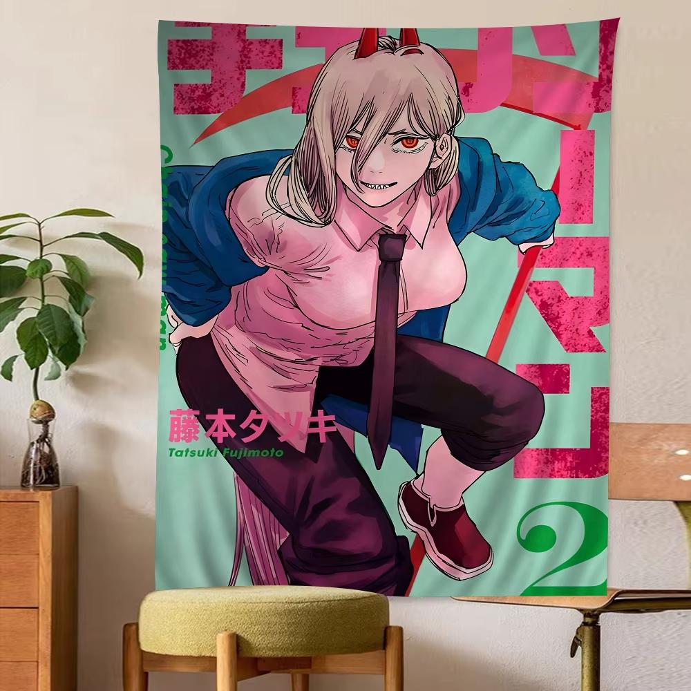 Large Chainsaw Man Tapestry Bohemian Mandala Style Wall Hanging for Bedroom Living Room Dorm Room Accessories