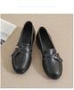 Dámské mokasíny z pravé kůže v britském stylu, černé - podzim 2025, měkká podrážka, pohodlný střední podpatek, plochá špička