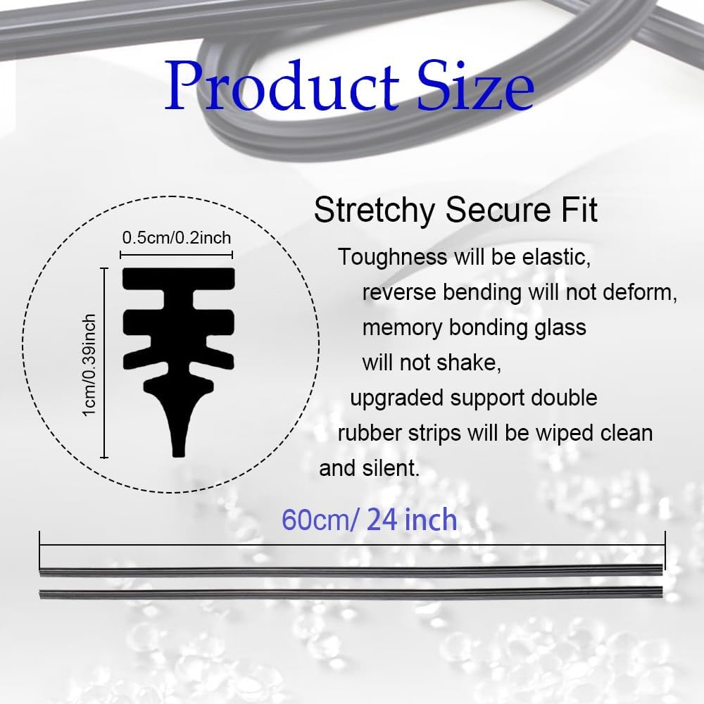 4PCS Wiper Blade Refill, 24 Inch DIY Adjustable Universal Replacement Wiper Blade Refill Replacement for Front and Rear Windshield Wiper Baldes